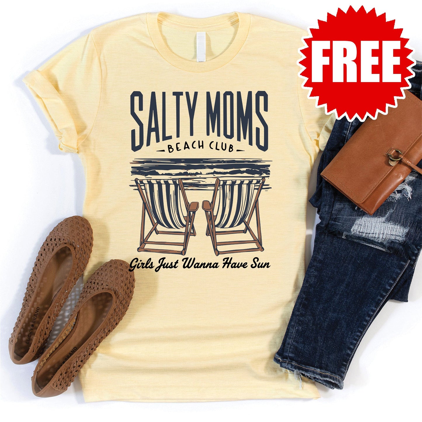 Salty Moms Tee - Heather French Vanilla - 0