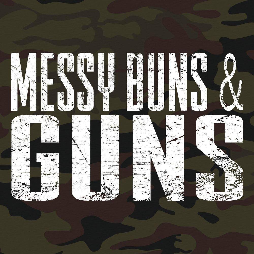 Women's Messy Buns & Guns T-Shirt - Woodland Camo