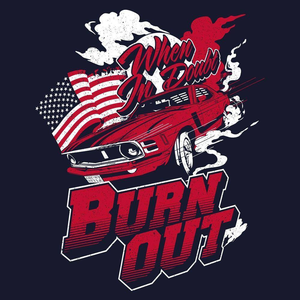 Burn Out T-Shirt  - Navy