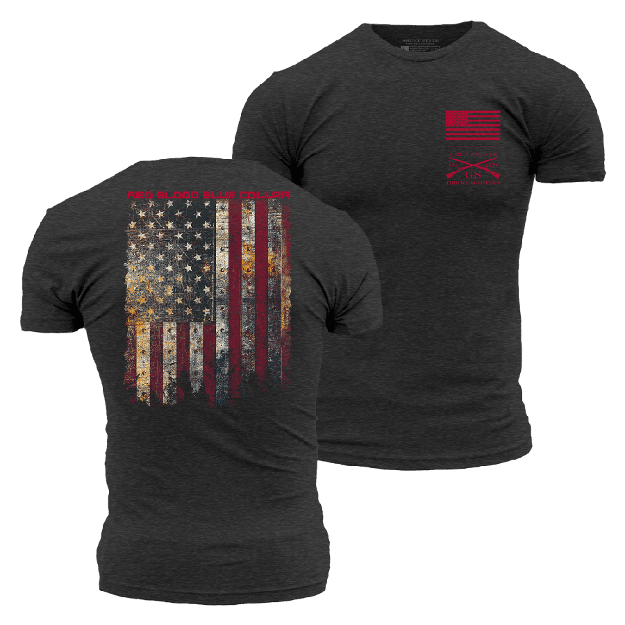 Red Blood Blue Collar¬Æ T-Shirt - Charcoal