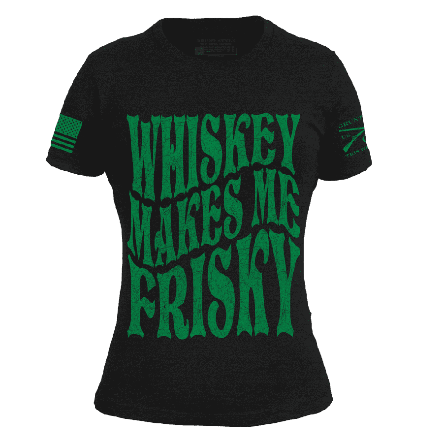 Women's Whiskey Makes Me Frisky Slim Fit T-Shirt - Black