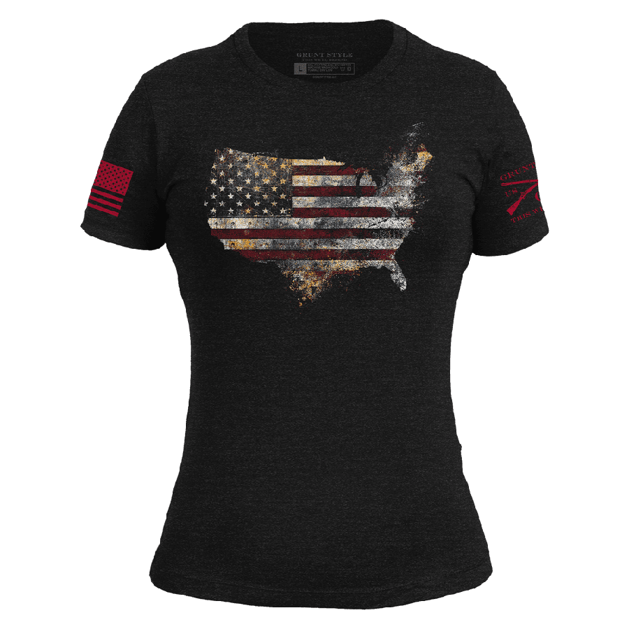 Women's Red Blood Nation Slim Fit T-Shirt - Black