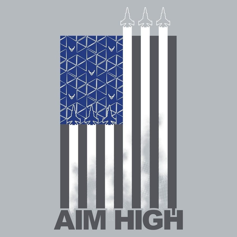USAF - Aim High Flag T-Shirt - Dark Heather Gray
