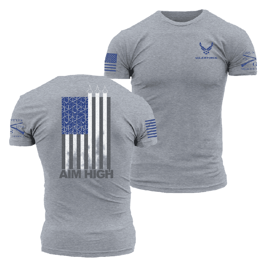 USAF - Aim High Flag T-Shirt - Dark Heather Gray