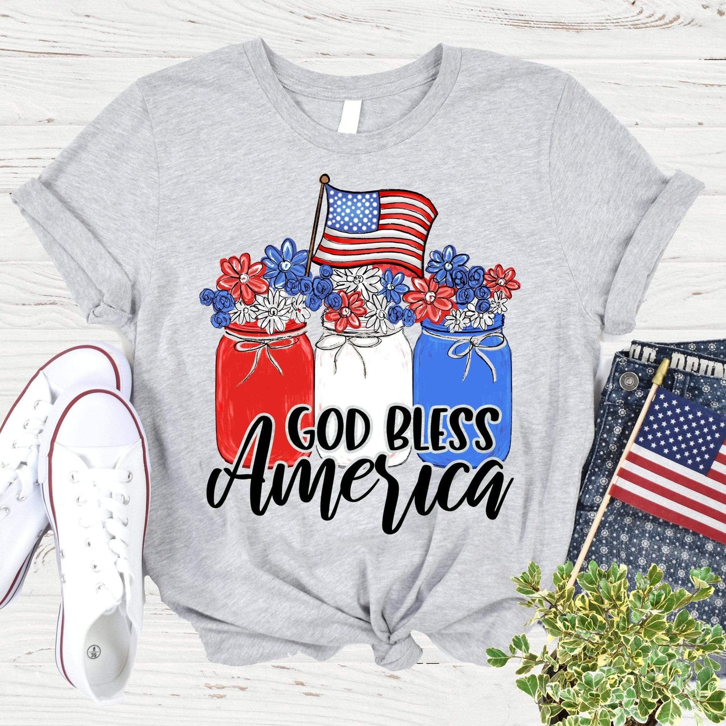God Bless America Mason Jar Tee