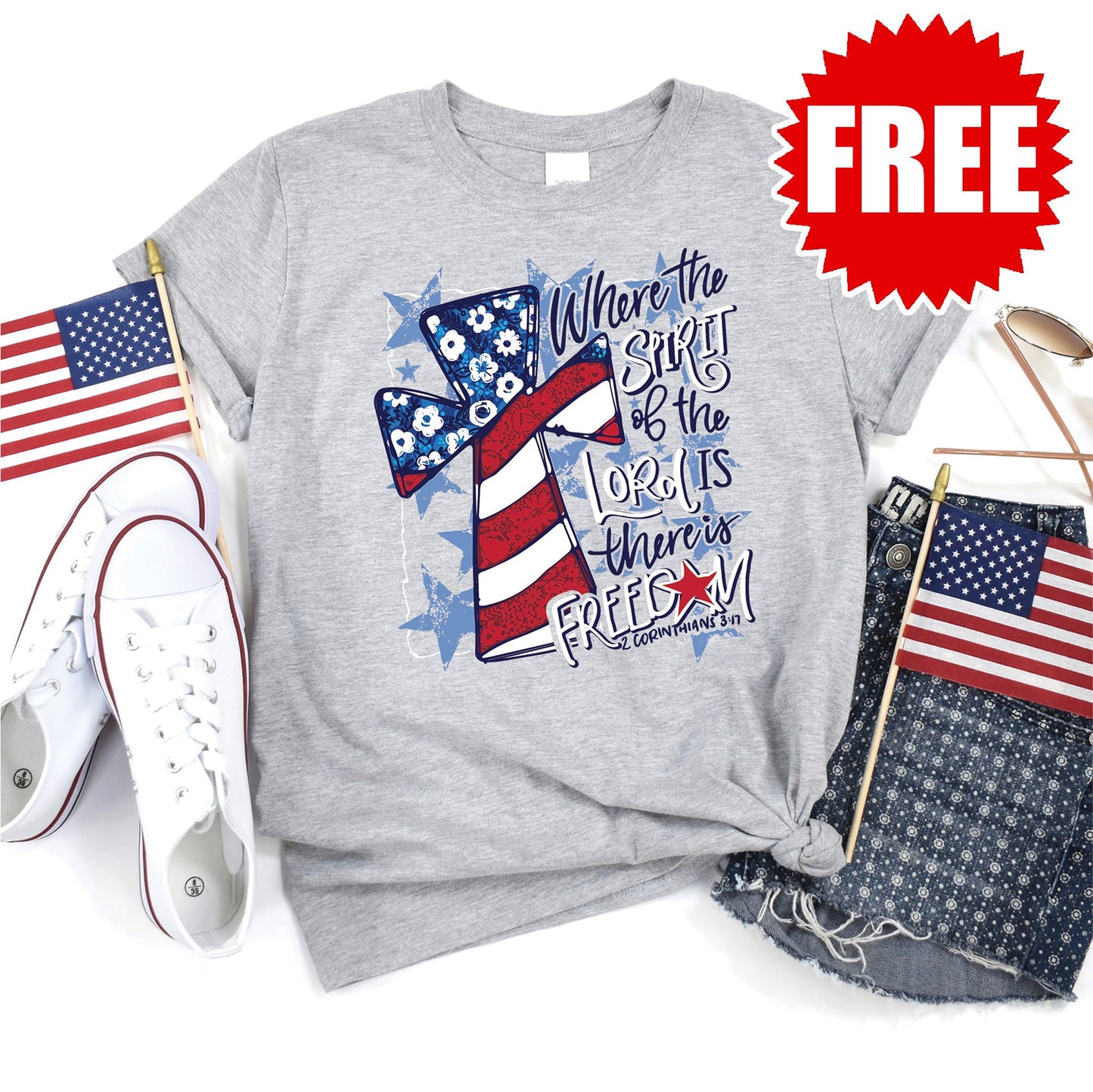 There is Freedom Tee - Heather Grey - 0 Style001