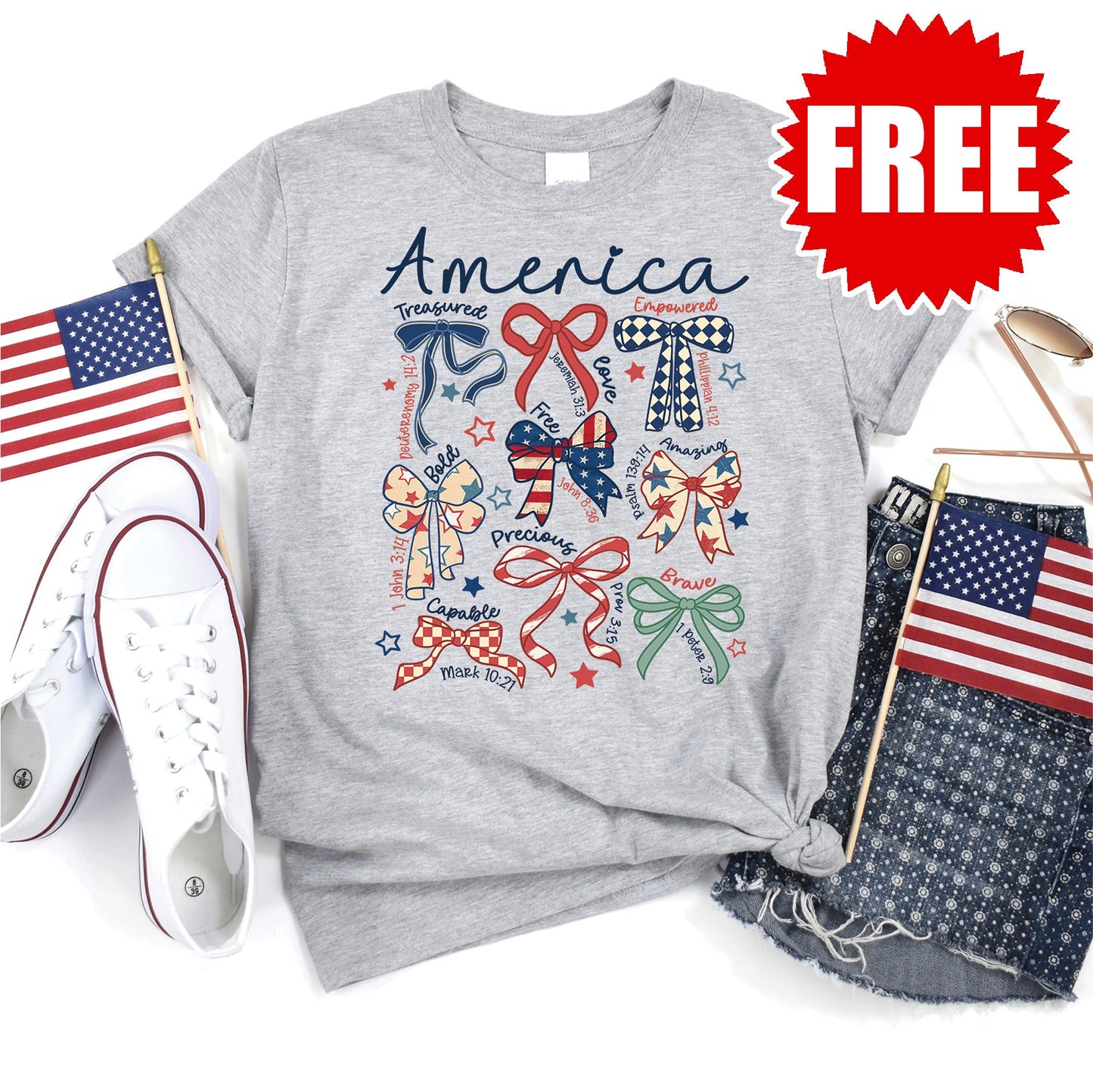 America Tee - Heather Grey - 0
