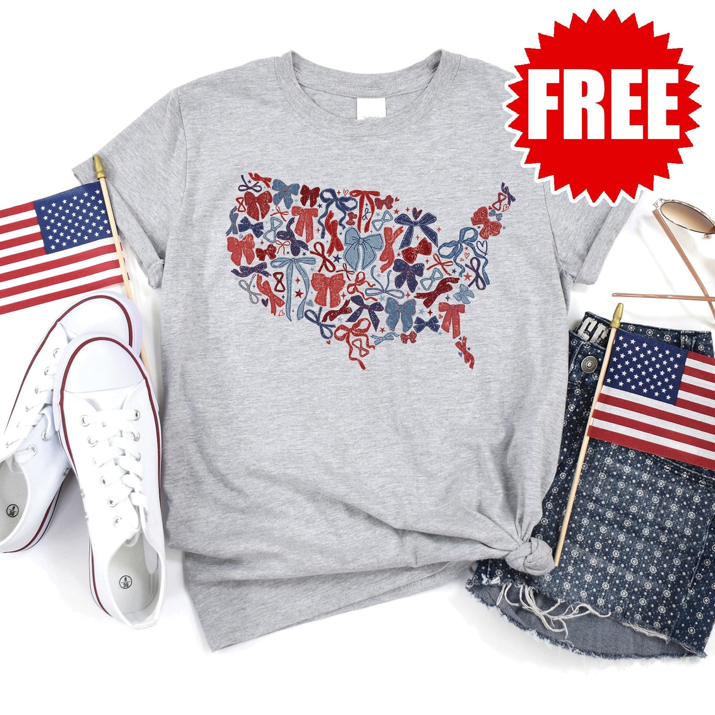 Ribbons USA Tee - Heather Grey - FREE