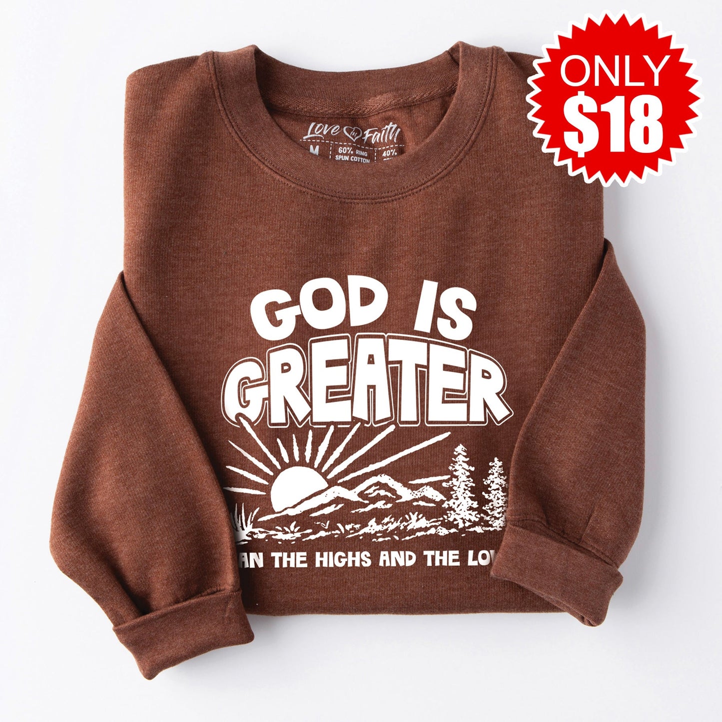 Highs and Lows Crewneck Sweatshirt - Heather Brown