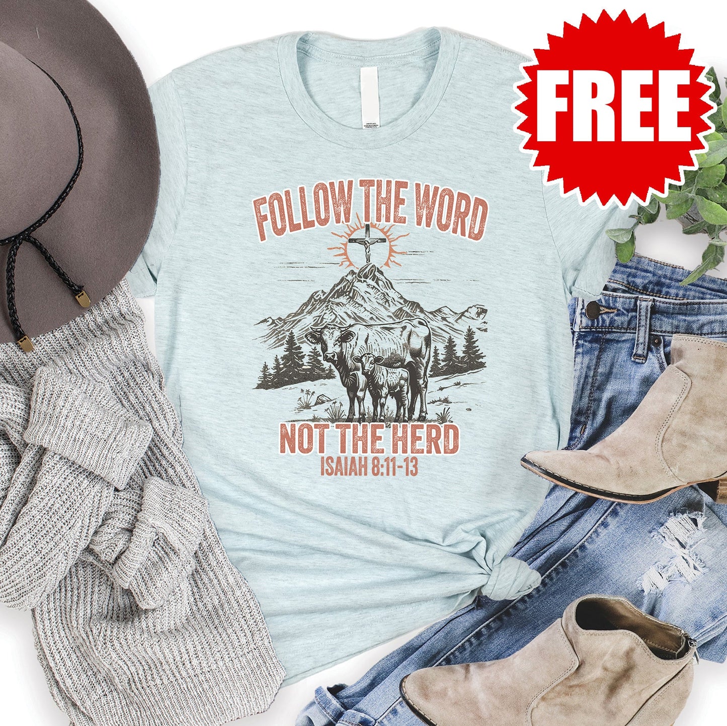 Follow the Word Tee - Heather Ice Blue - 0