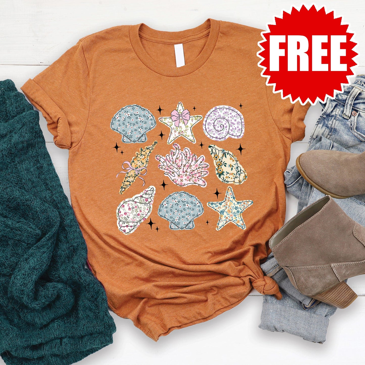 Sea Shells Tee - Heather Autumn - 0