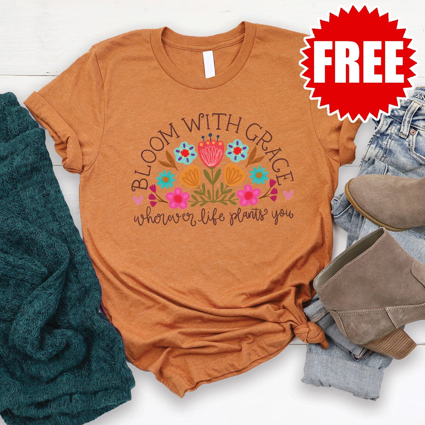 Bloom With Grace Tee - Heather Autumn - 0