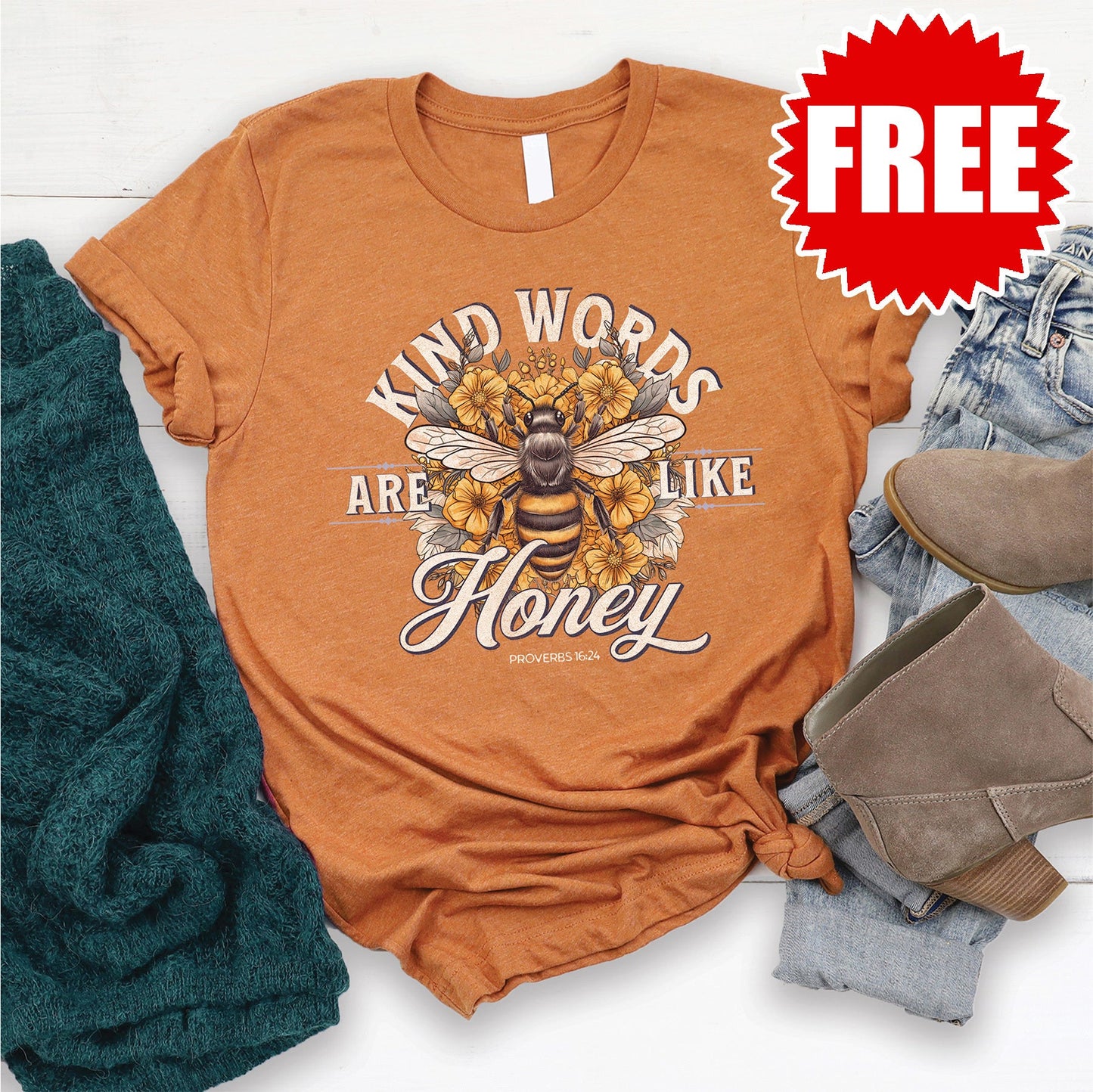 Kind Words Are Like Honey Tee - Heather Autumn - 0