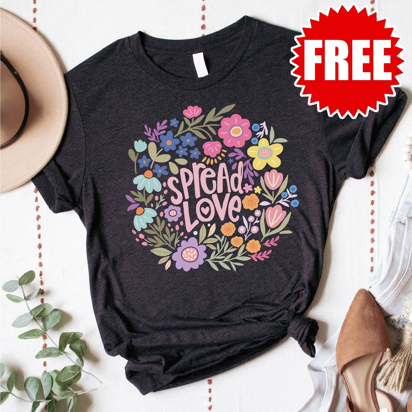 Spread Love Tee - Heather Black