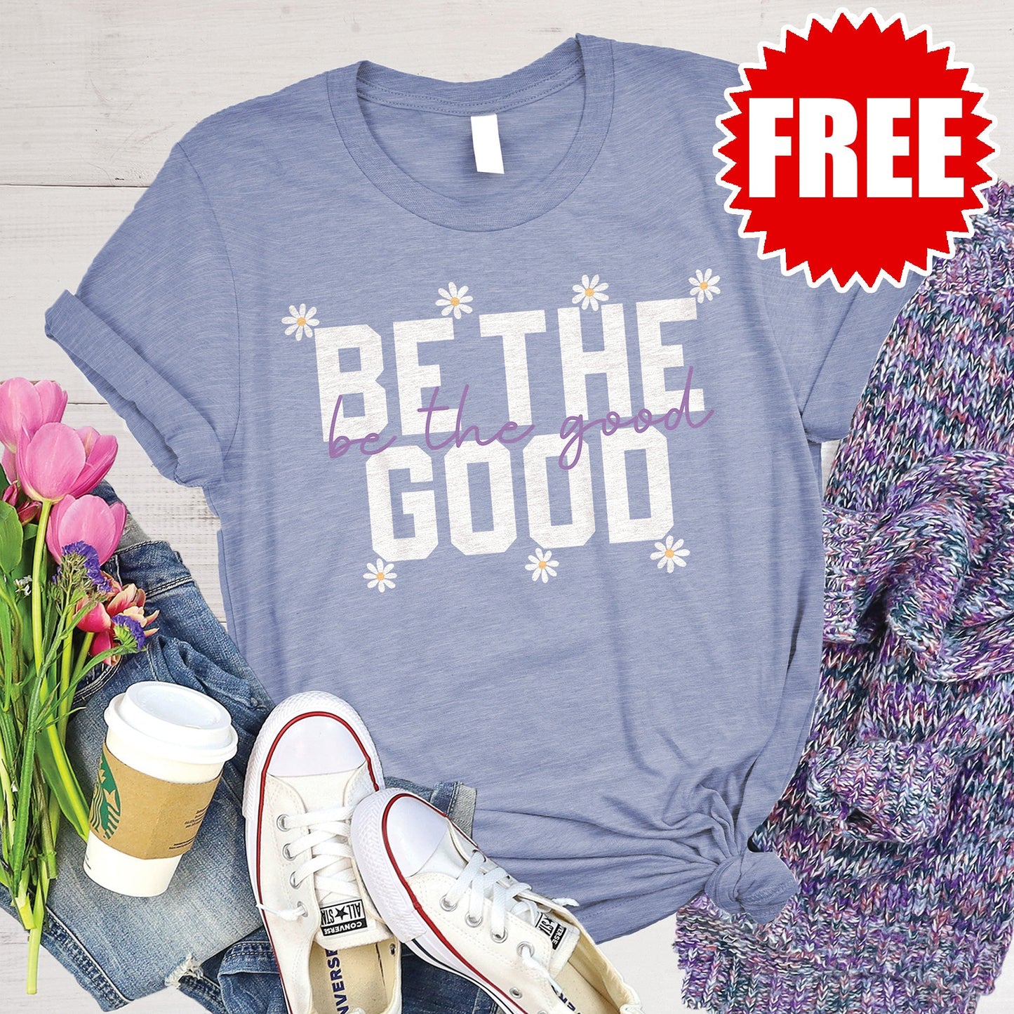 Be The Good Tee - Heather Lavender Blue - FREE