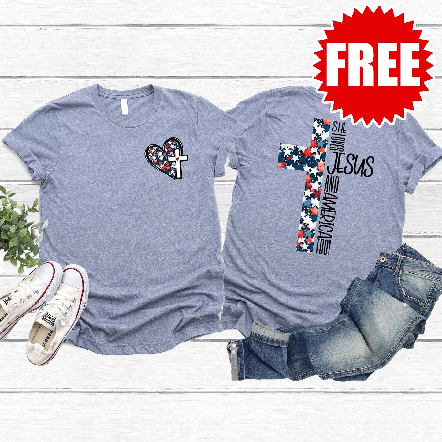 She Loves Jesus Tee - Heather Lavender Blue - 0