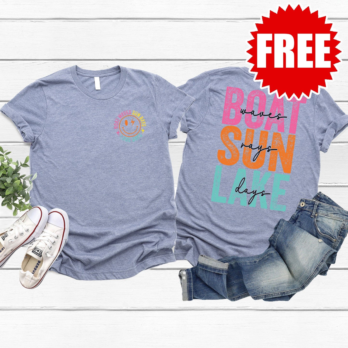 Boat Waves Tee - Heather Lavender Blue - 0
