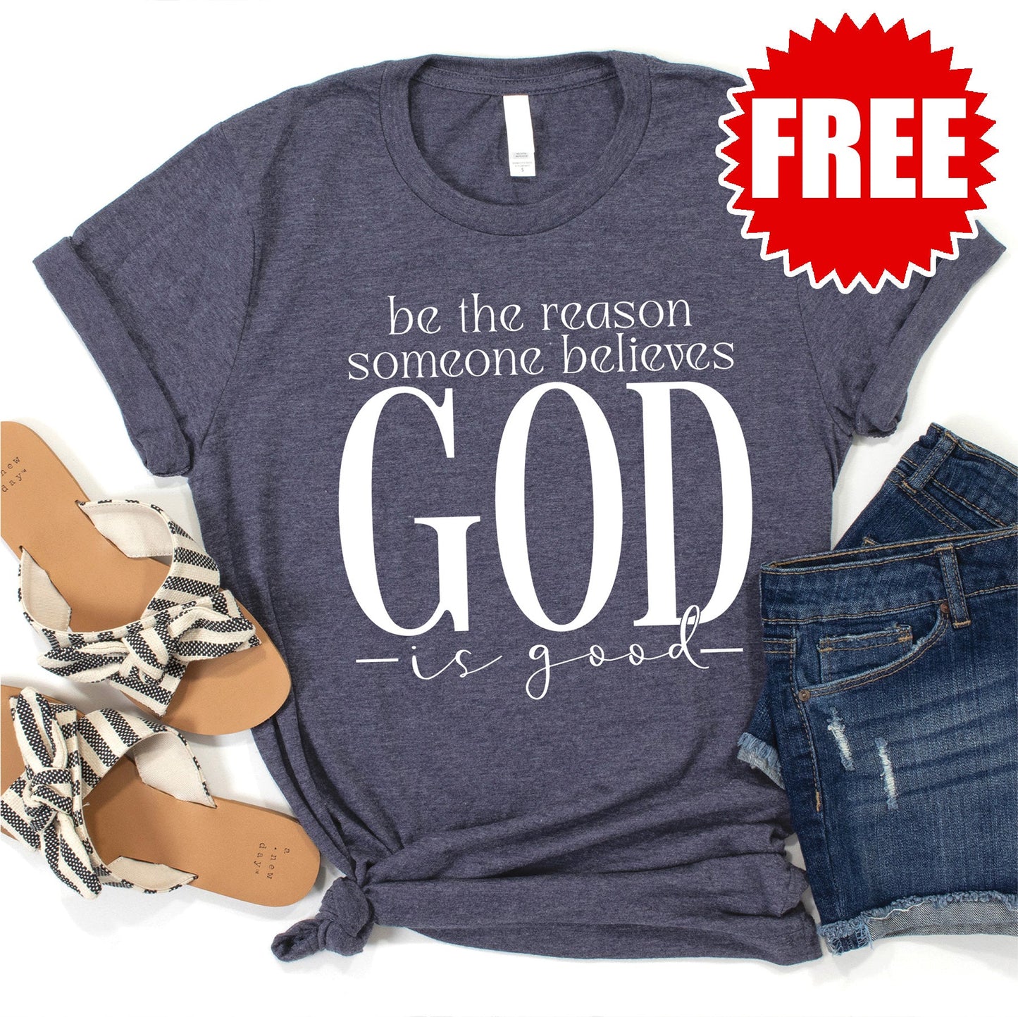 God is Good Tee - Heather Blue Onyx - 0