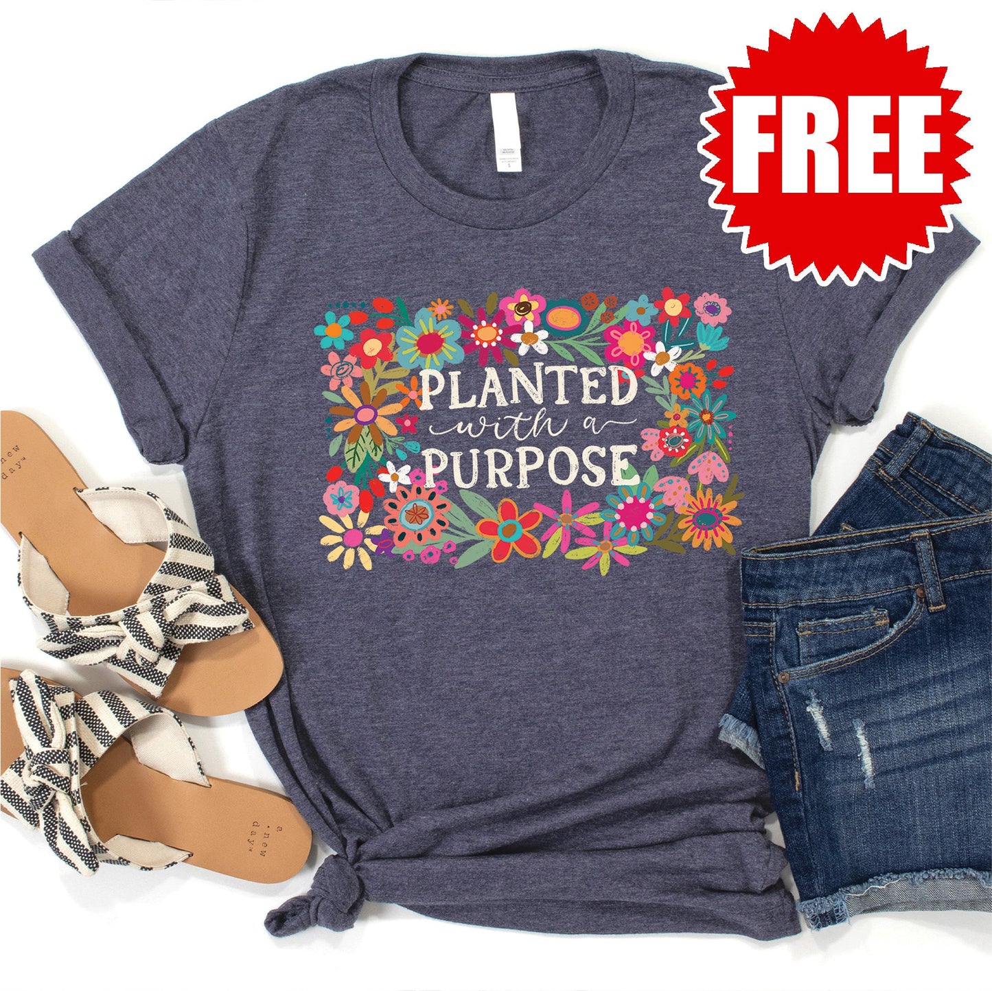 Planted with a Purpose Tee - Heather Blue Onyx - 0