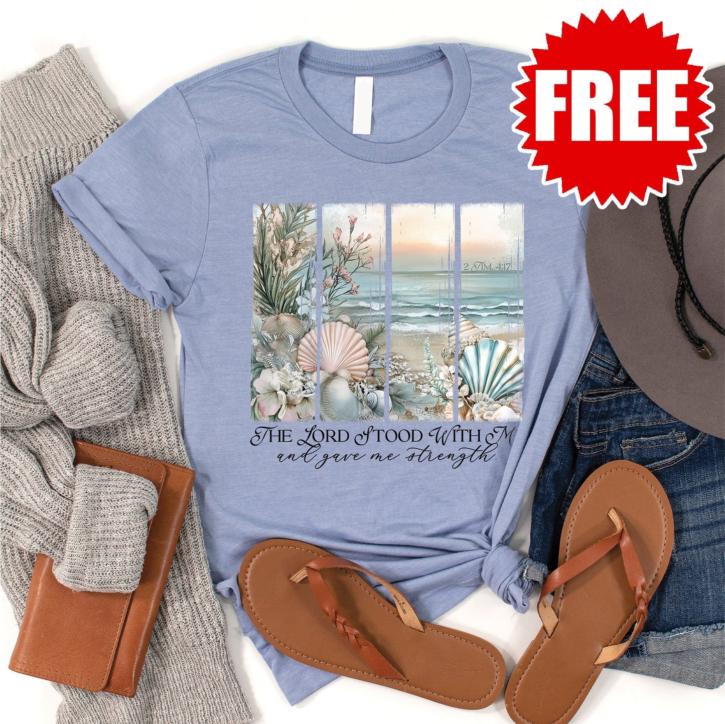 The Lord Stood With Me Tee - Heather Blue - 0
