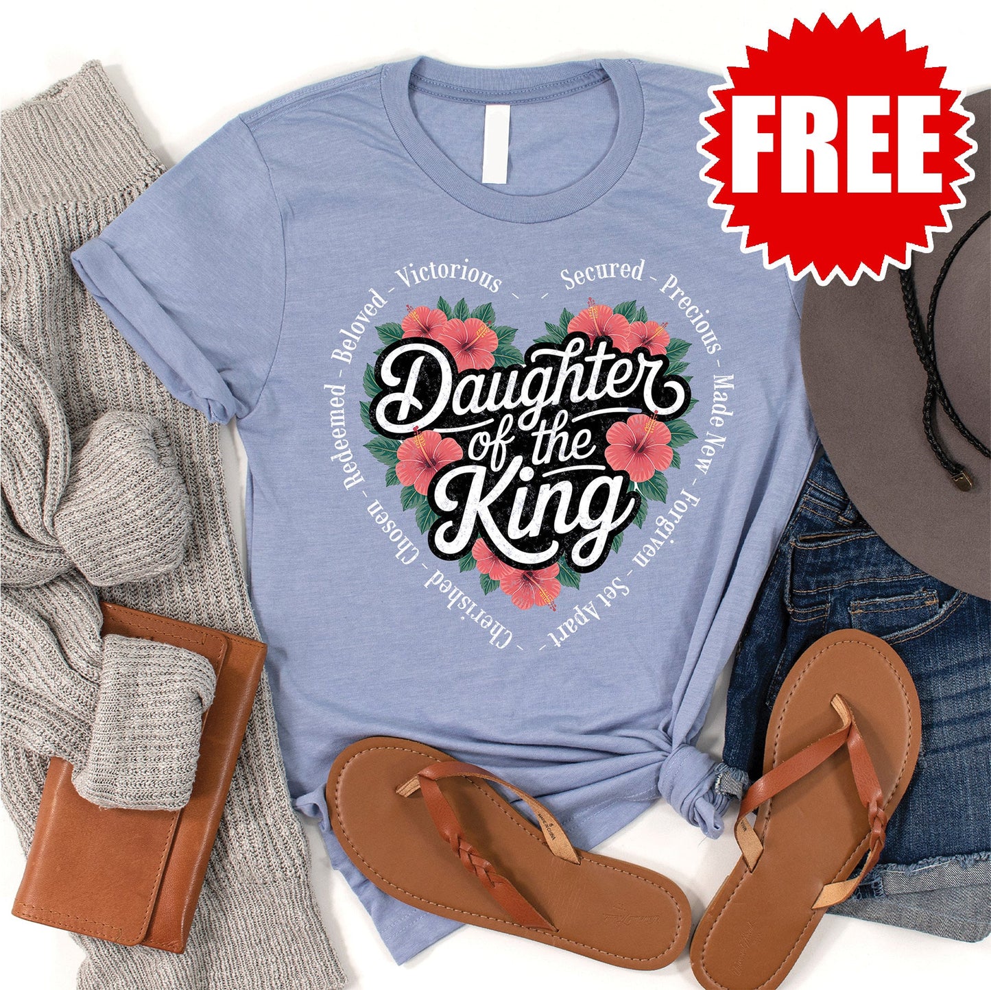 Daughter Of The King Tee - Heather Blue - 0