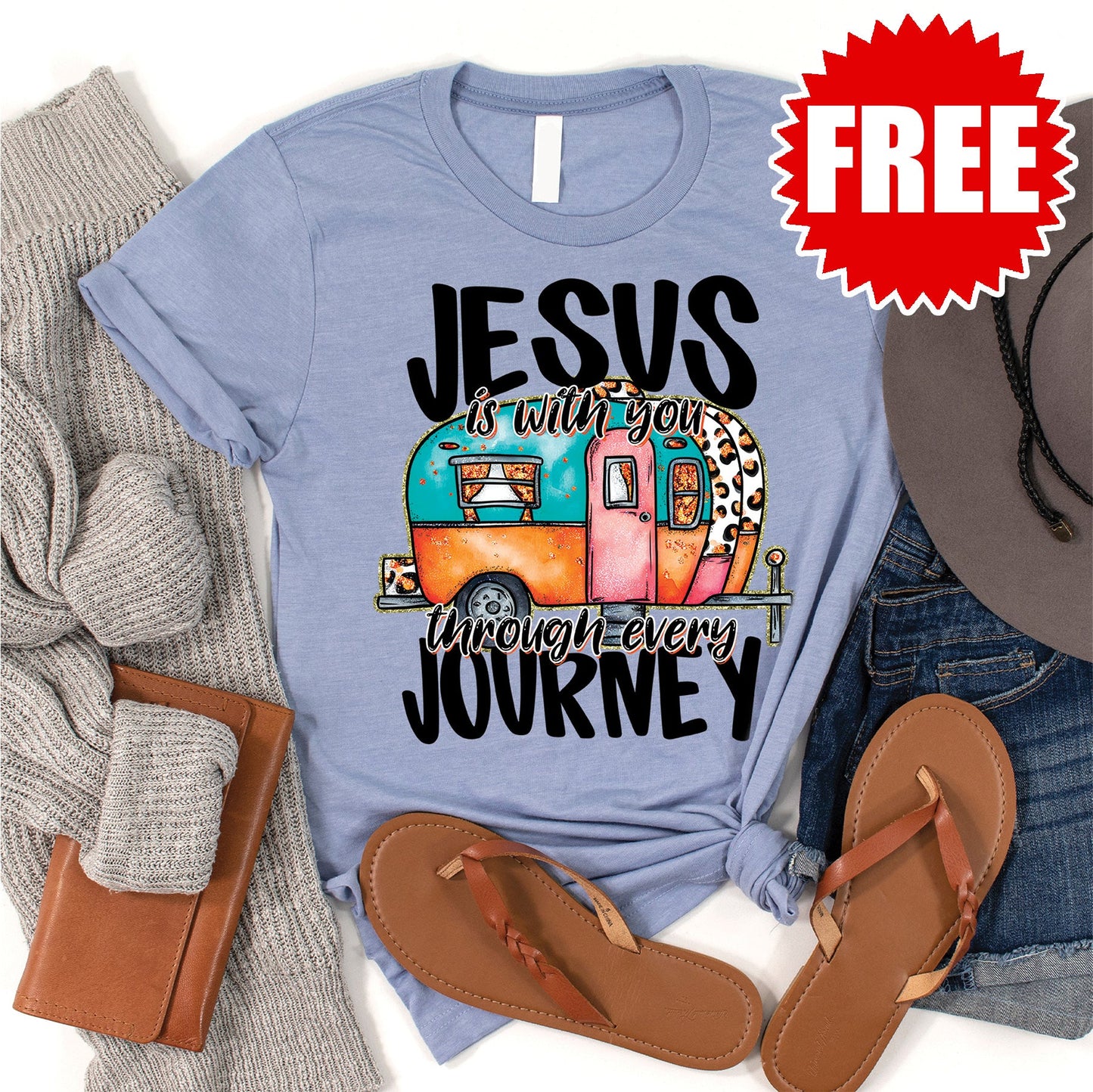 Jesus is With You Tee - Heather Blue - 0