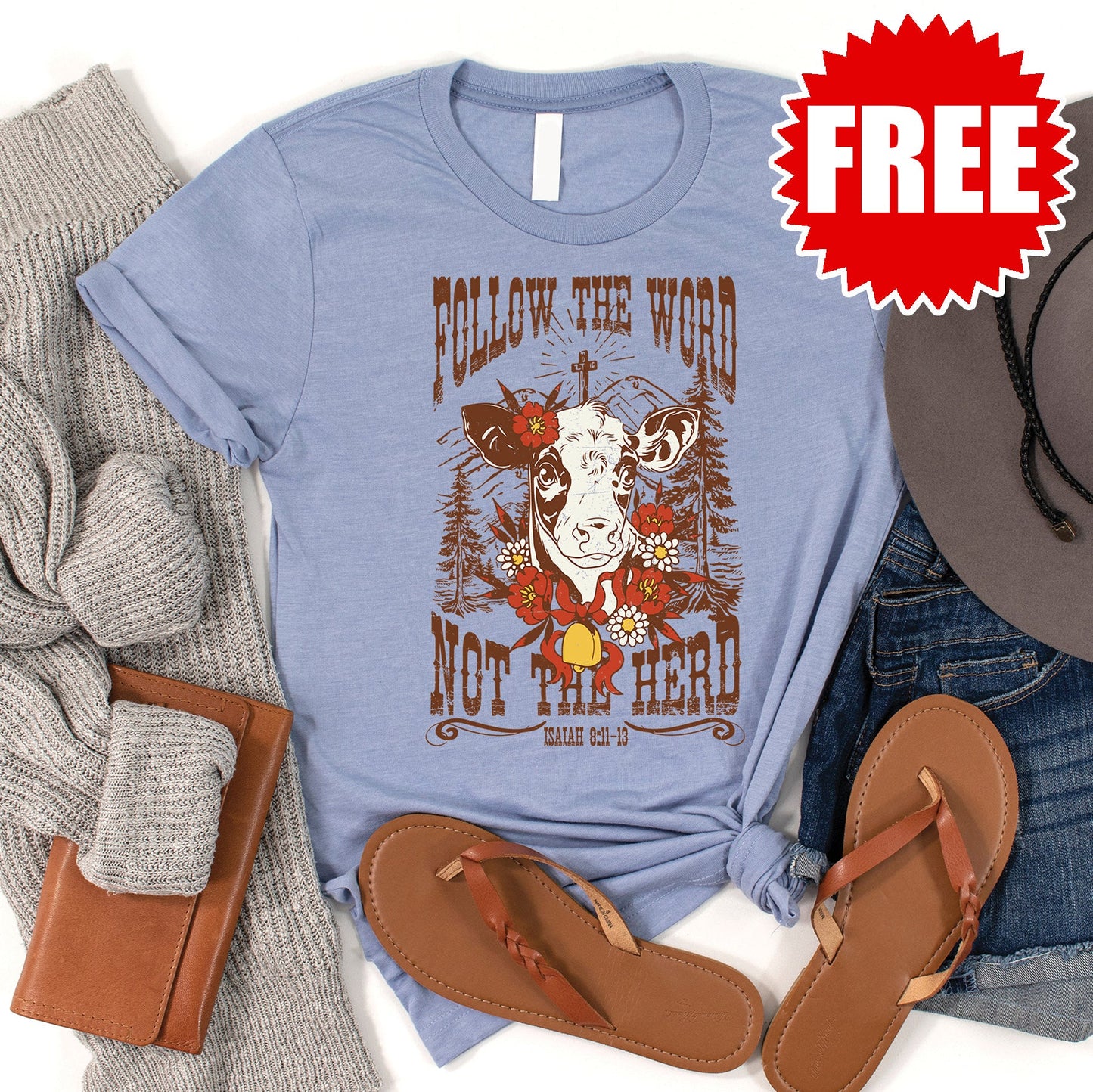 Follow the Word Tee - Heather Blue - 0 Style001