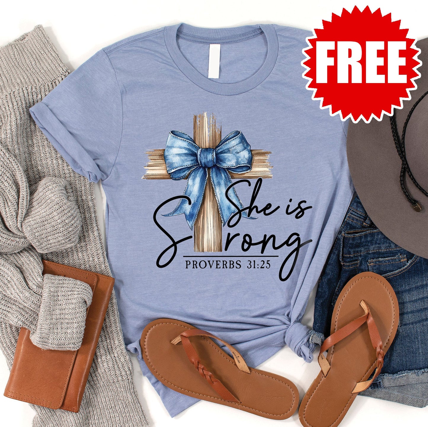 She is Strong Tee - Heather Blue - 0