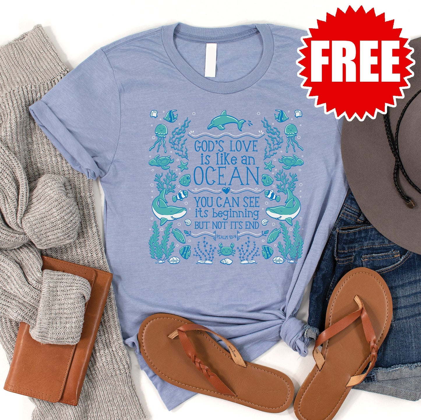 Ocean Sized Love Tee - Heather Blue - 0