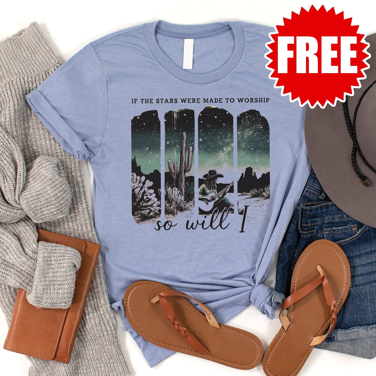 So Will I Western Tee - Heather Blue - 0