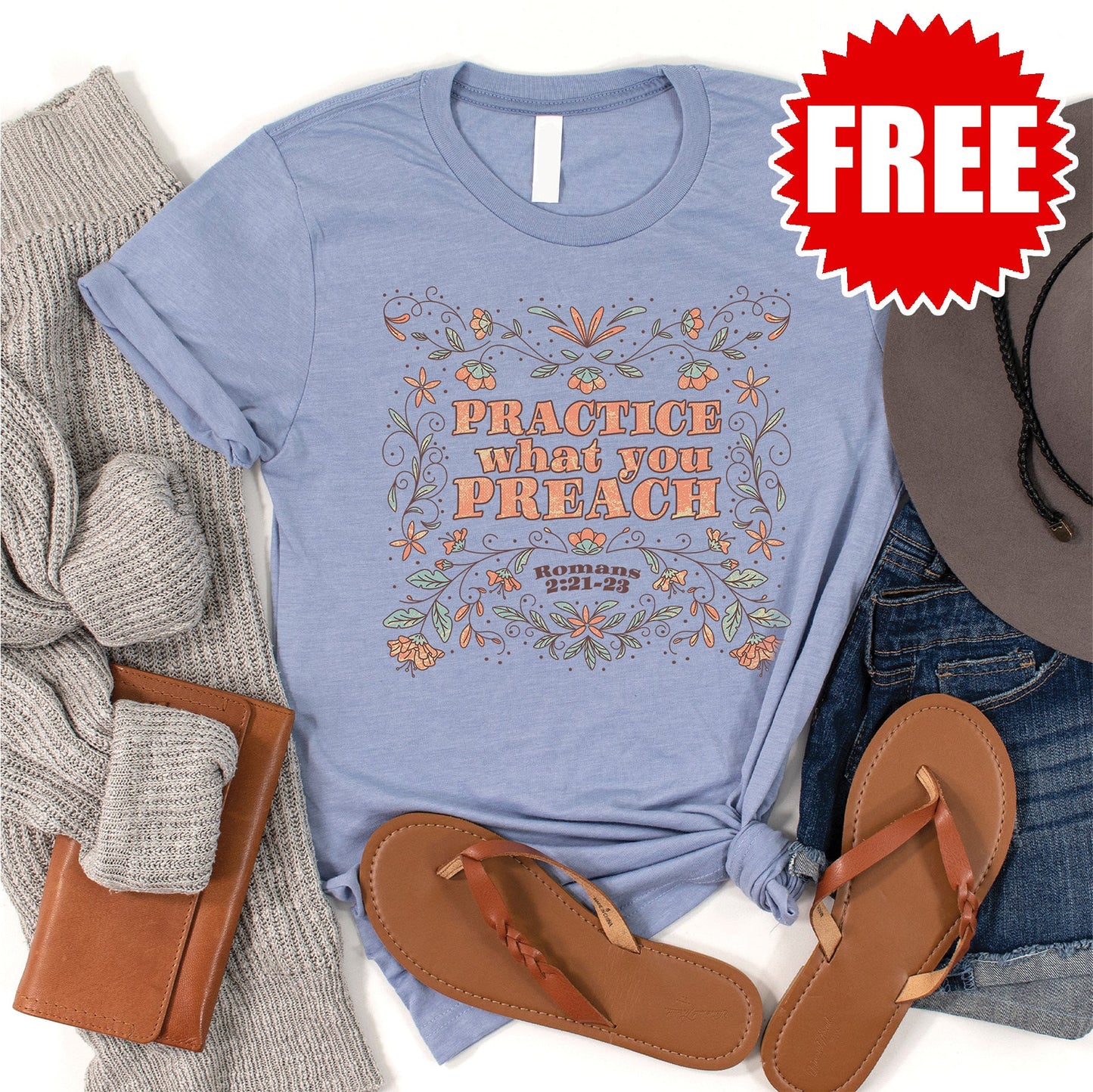 Practice what You Preach Tee - Heather Blue - 0