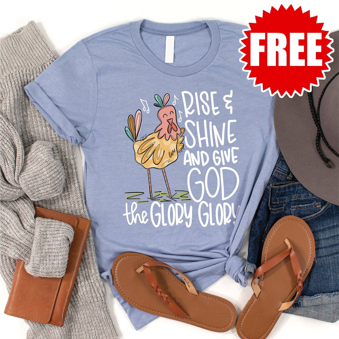 Rise and Shine Tee - Heather Blue - 0
