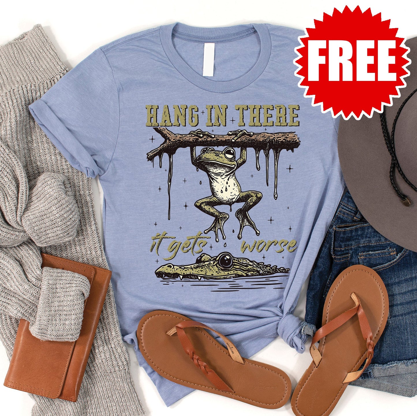 Hang In There Tee - Heather Blue - 0