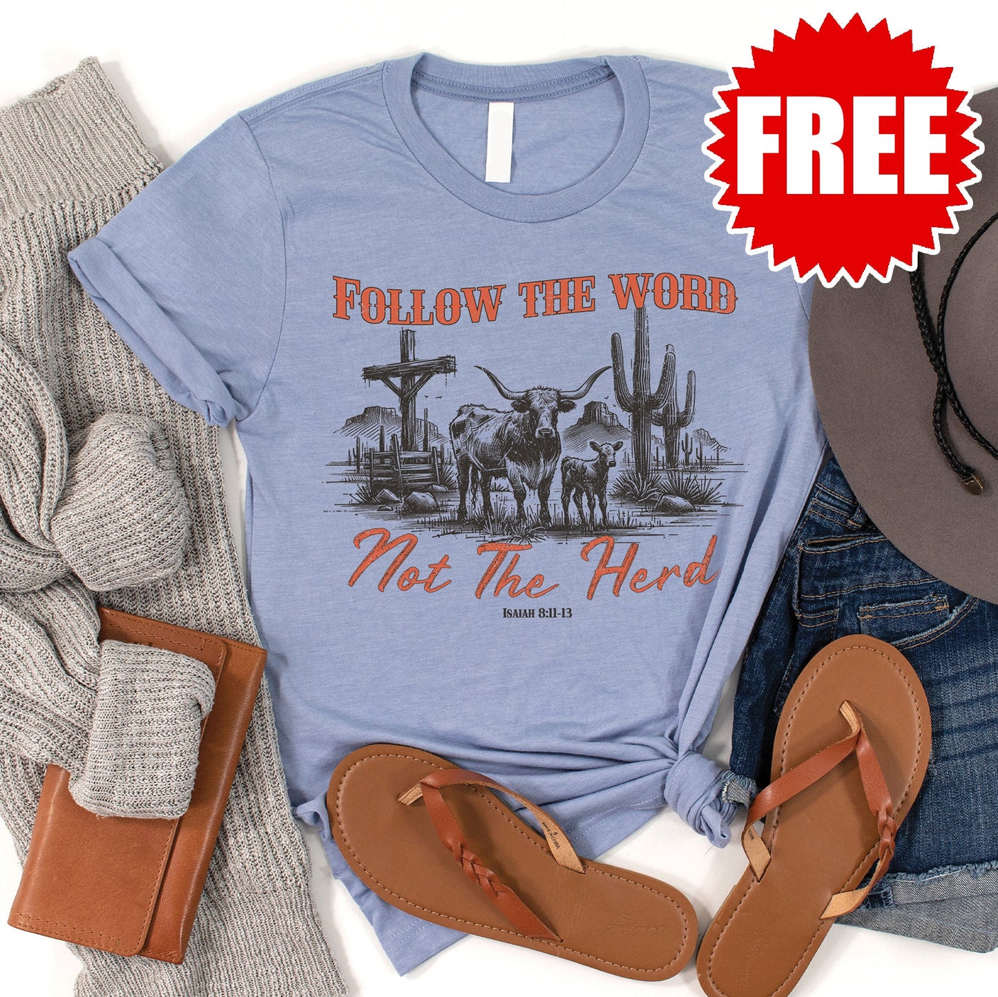 Follow the Word Tee - Heather Blue - 0