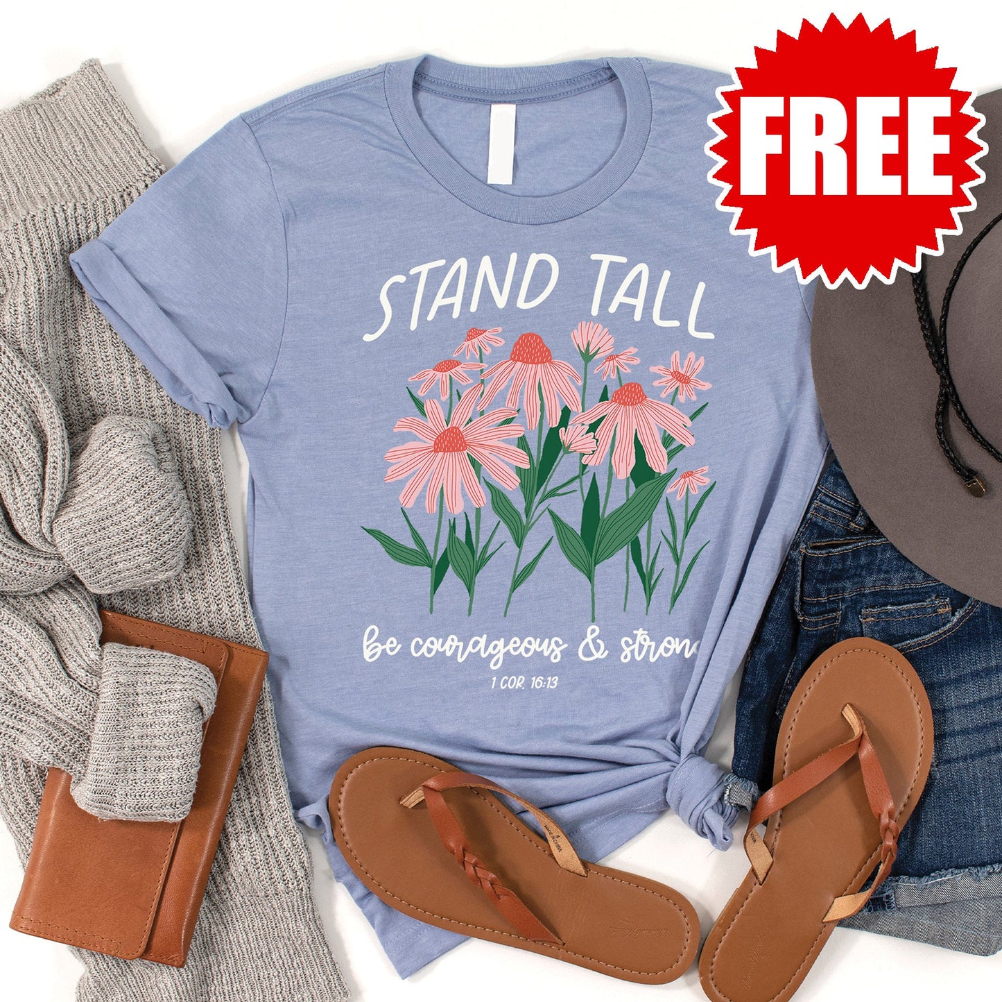 Stand Tall Tee - Heather Blue - 0