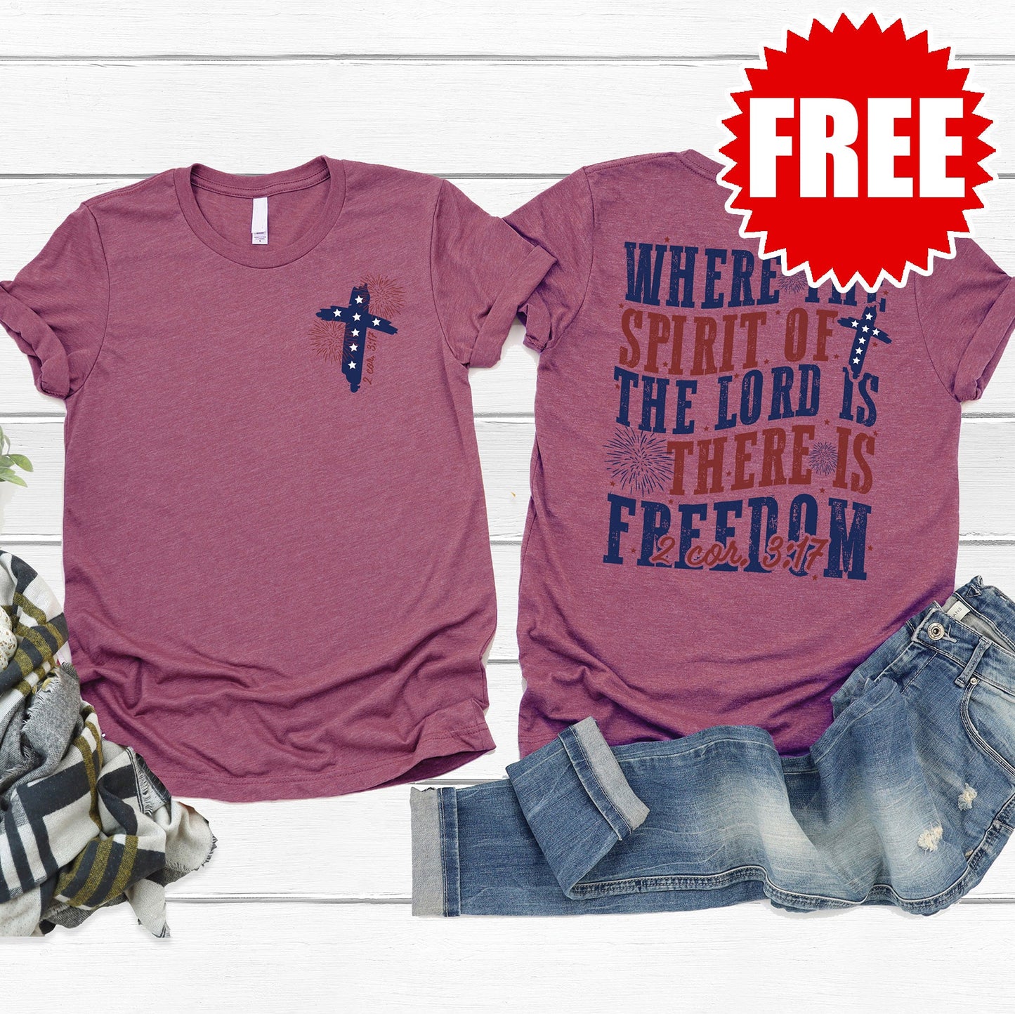 There Is Freedom Tee - Heather Burgundy - 0