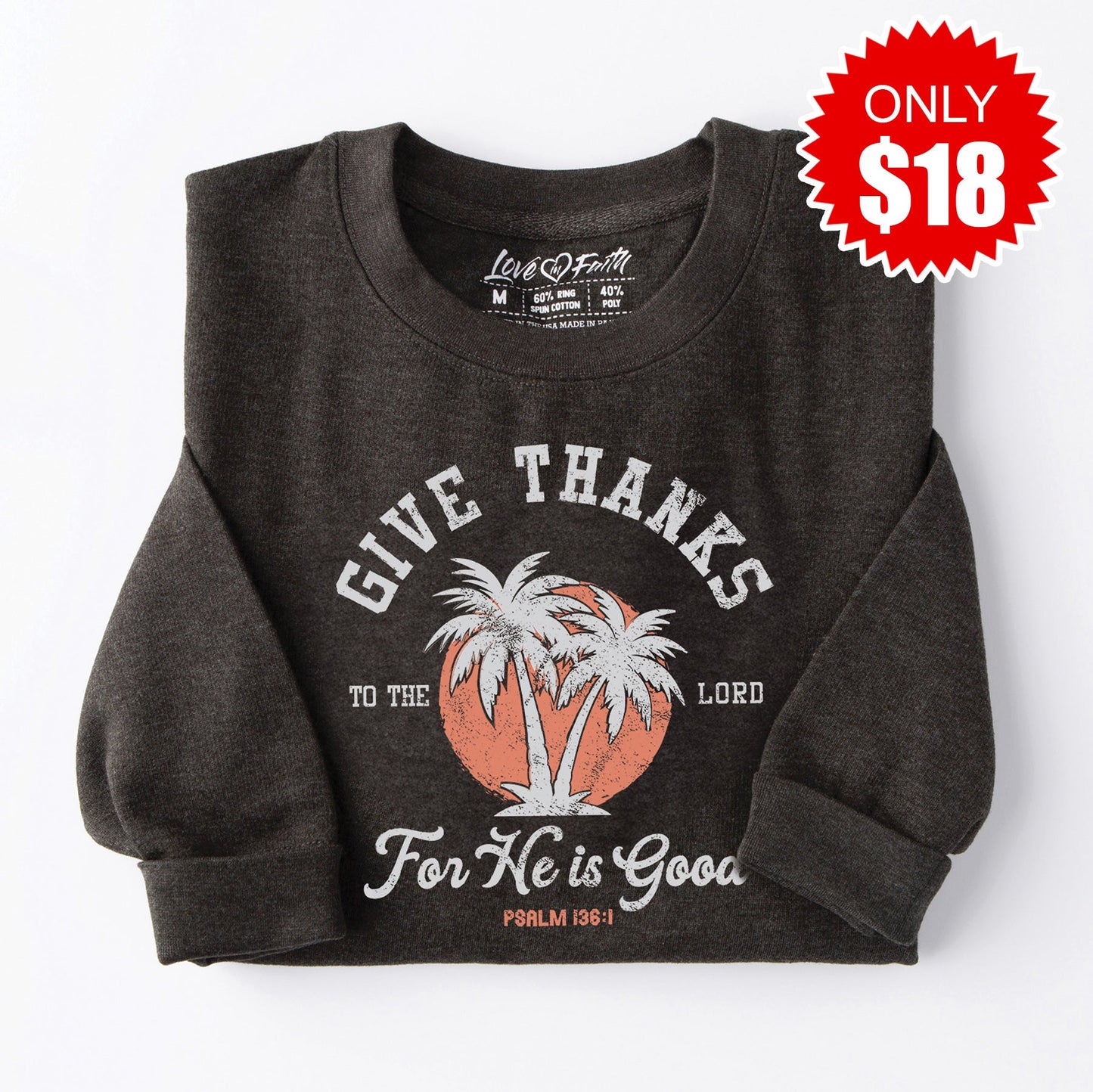Give Thanks Sunset Sweatshirt - Heather Charcoal - 18