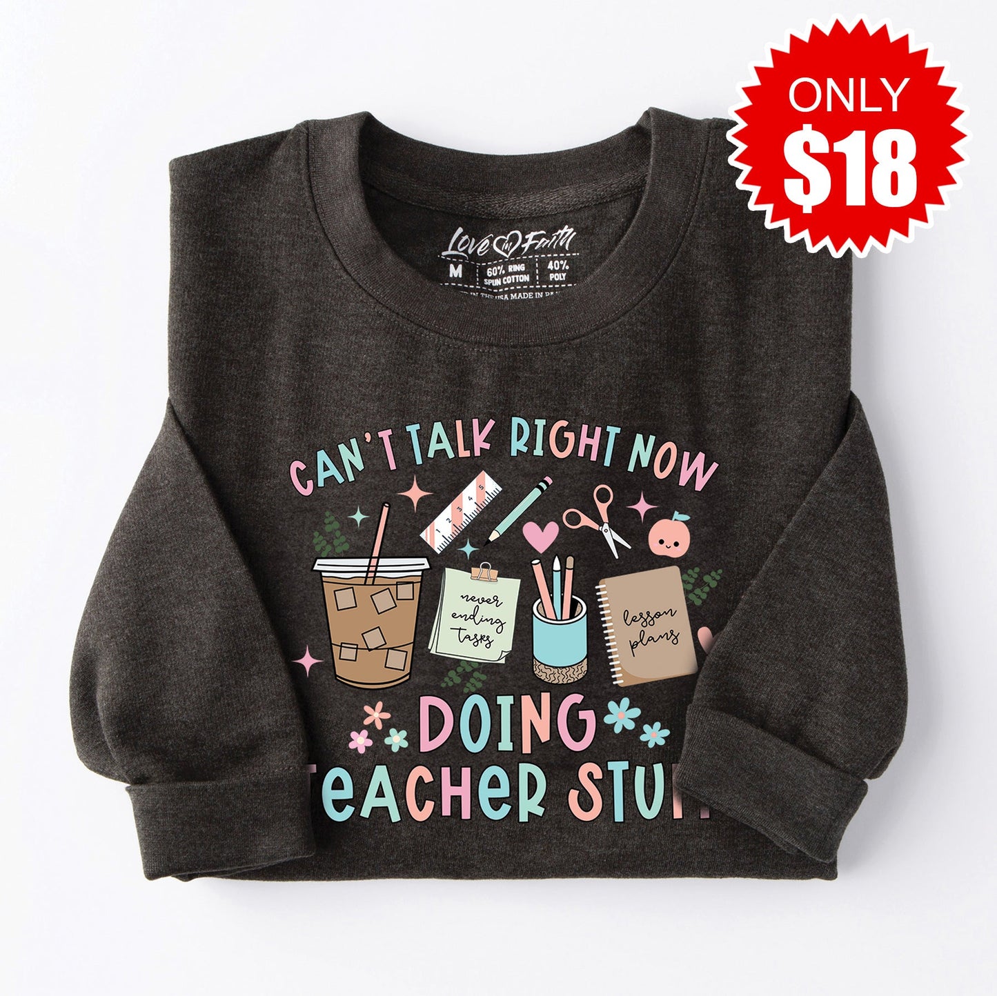 Teacher Stuff Sweatshirt - Heather Charcoal - 18