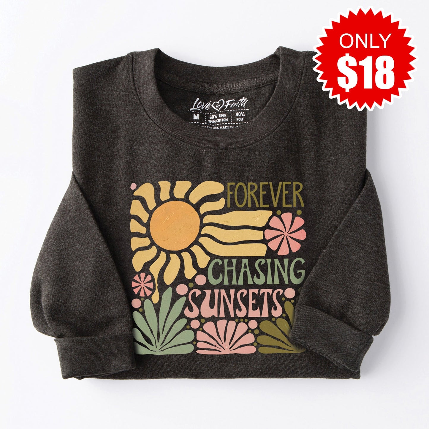 Forever Chasing Sunsets Sweatshirt - Heather Charcoal - 18