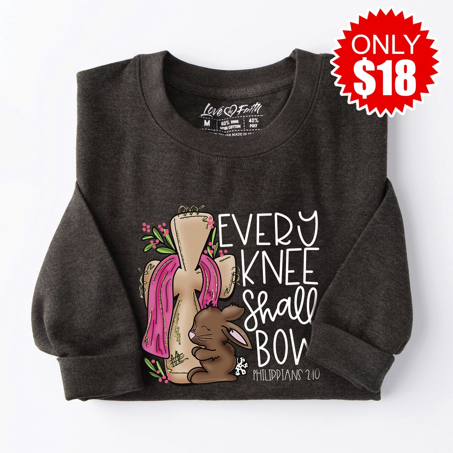 Every Knee Shall Bow Crewneck Sweatshirt - Heather Charcoal