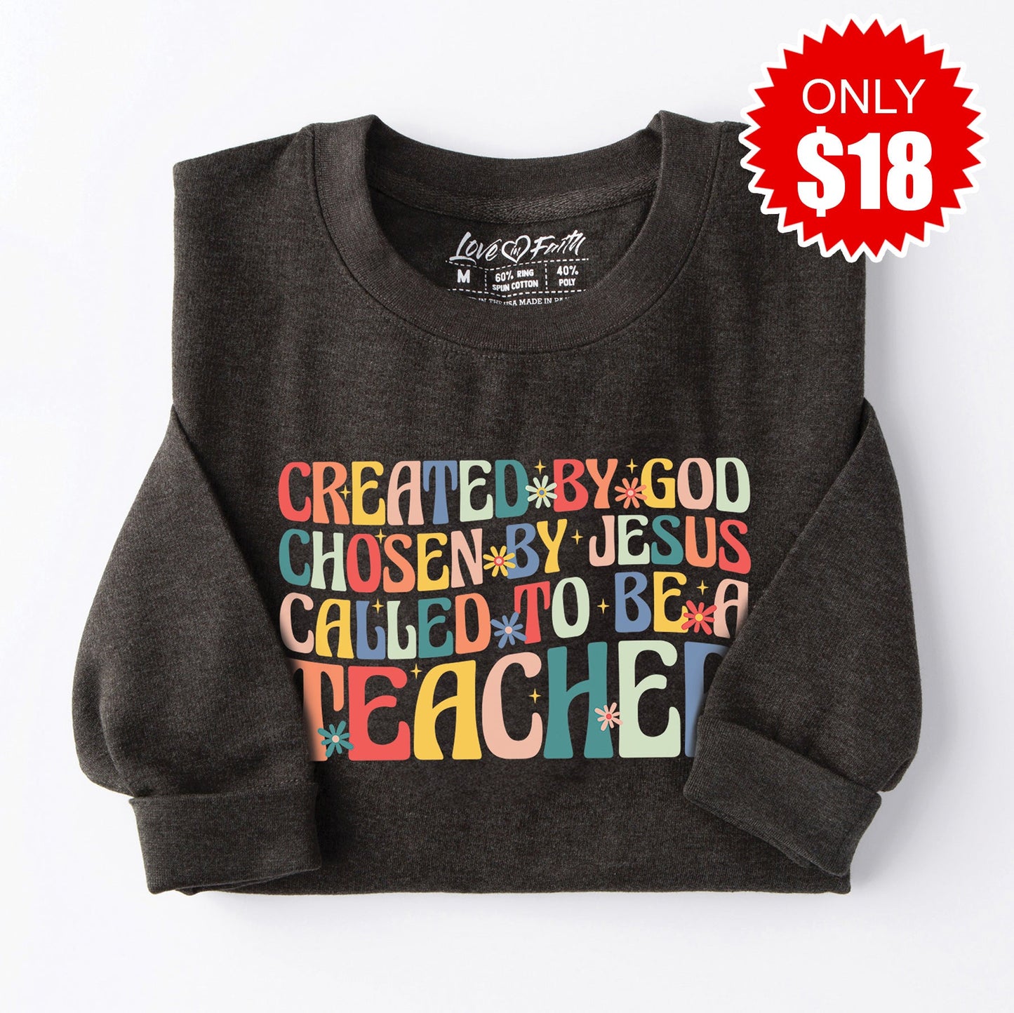 Created by God Sweatshirt - Heather Charcoal - 18