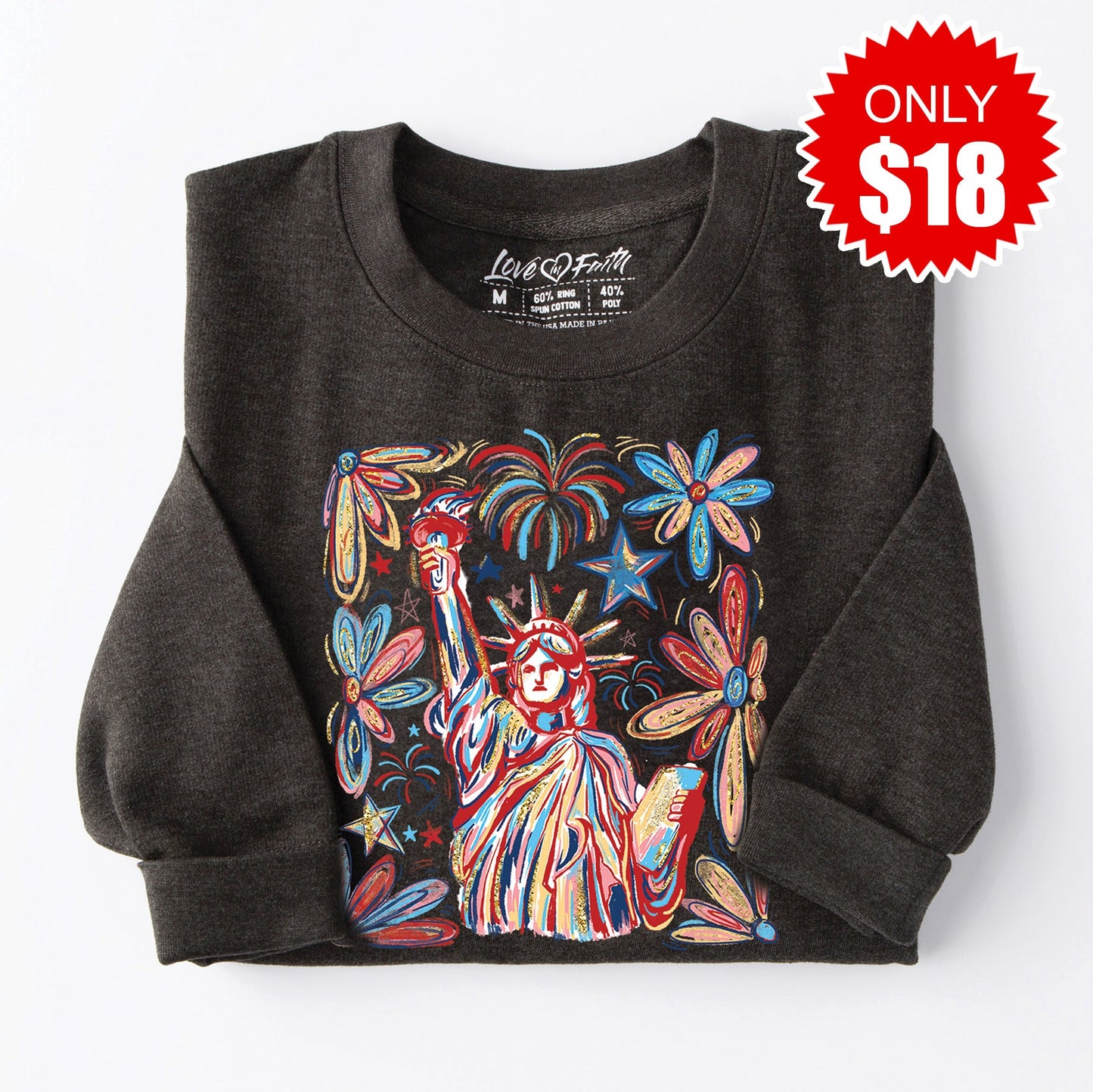 Statue of Liberty Sweatshirt - Heather Charcoal - 18