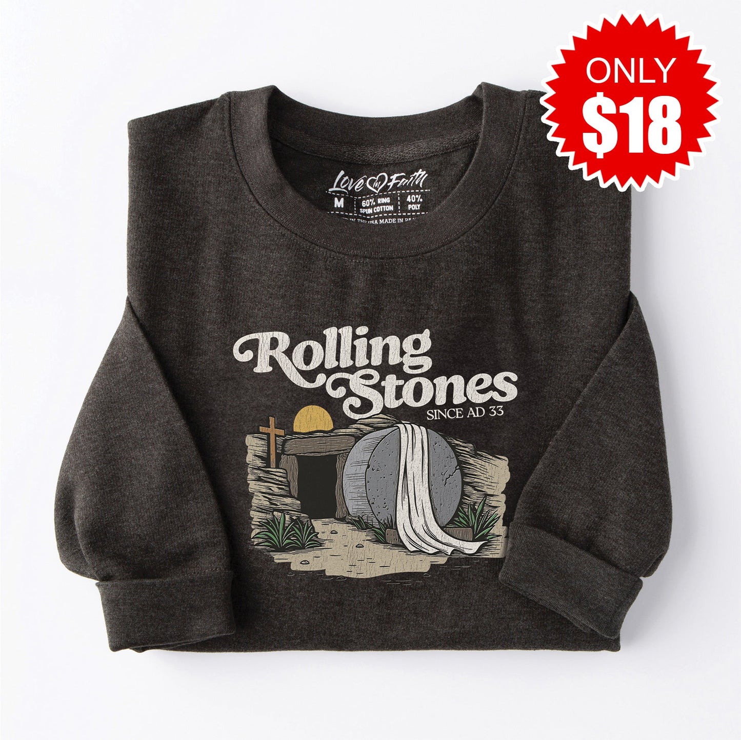 Rolling Stones Sweatshirt - Heather Charcoal - 18