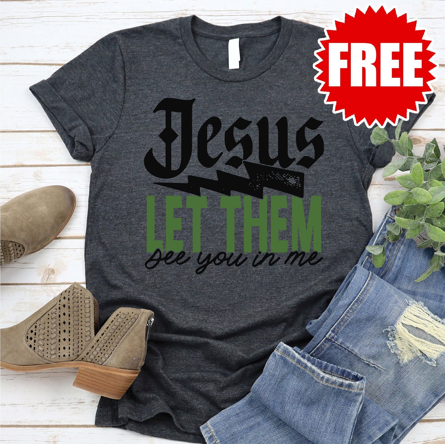 Jesus Let Them Tee - Heather Charcoal - 0
