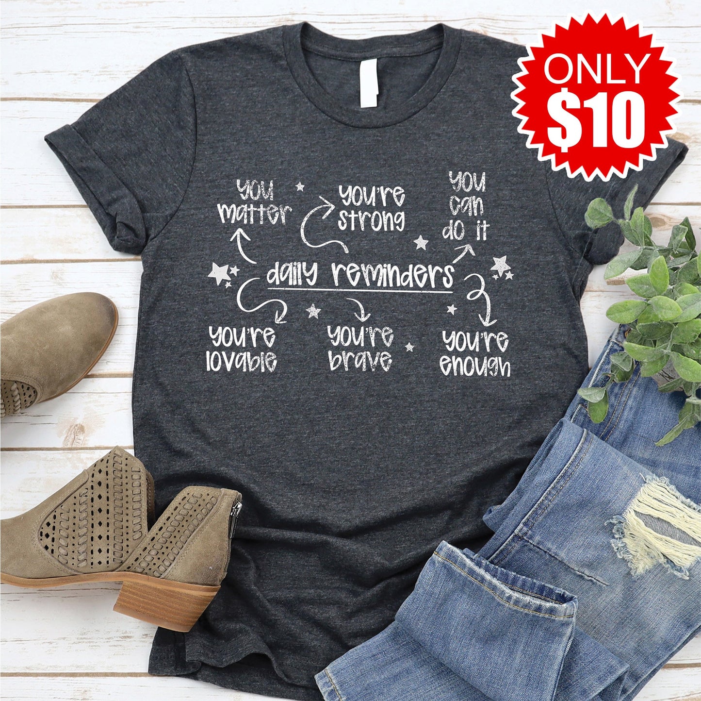 Daily Reminders Tee - Heather Charcoal