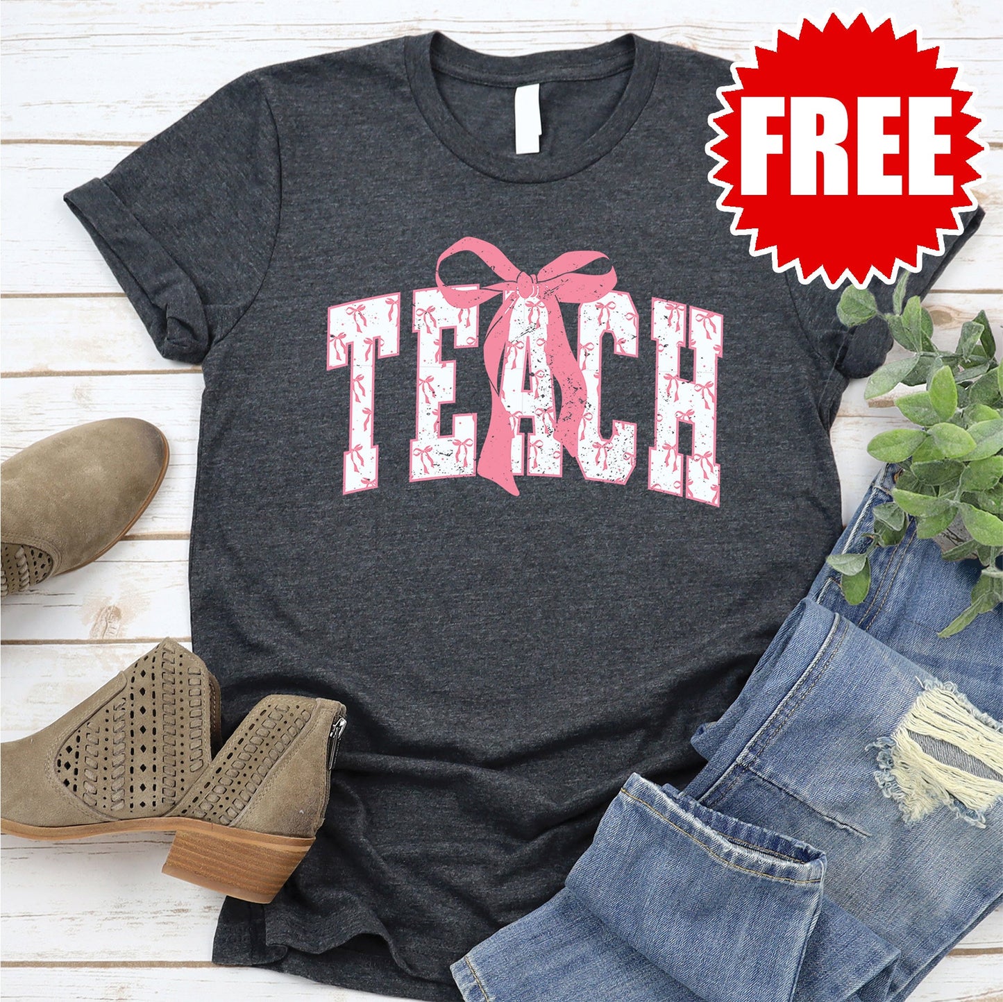 Teach Tee - Heather Charcoal - FREE