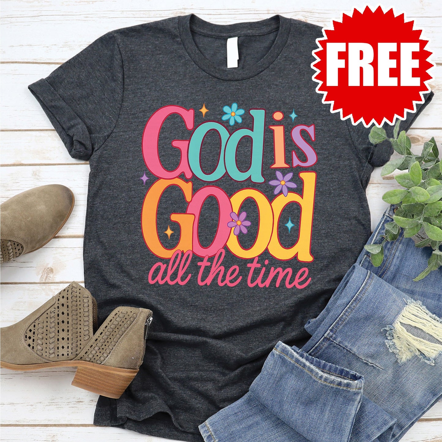 God is Good All The Time Tee - Heather Charcoal - 0