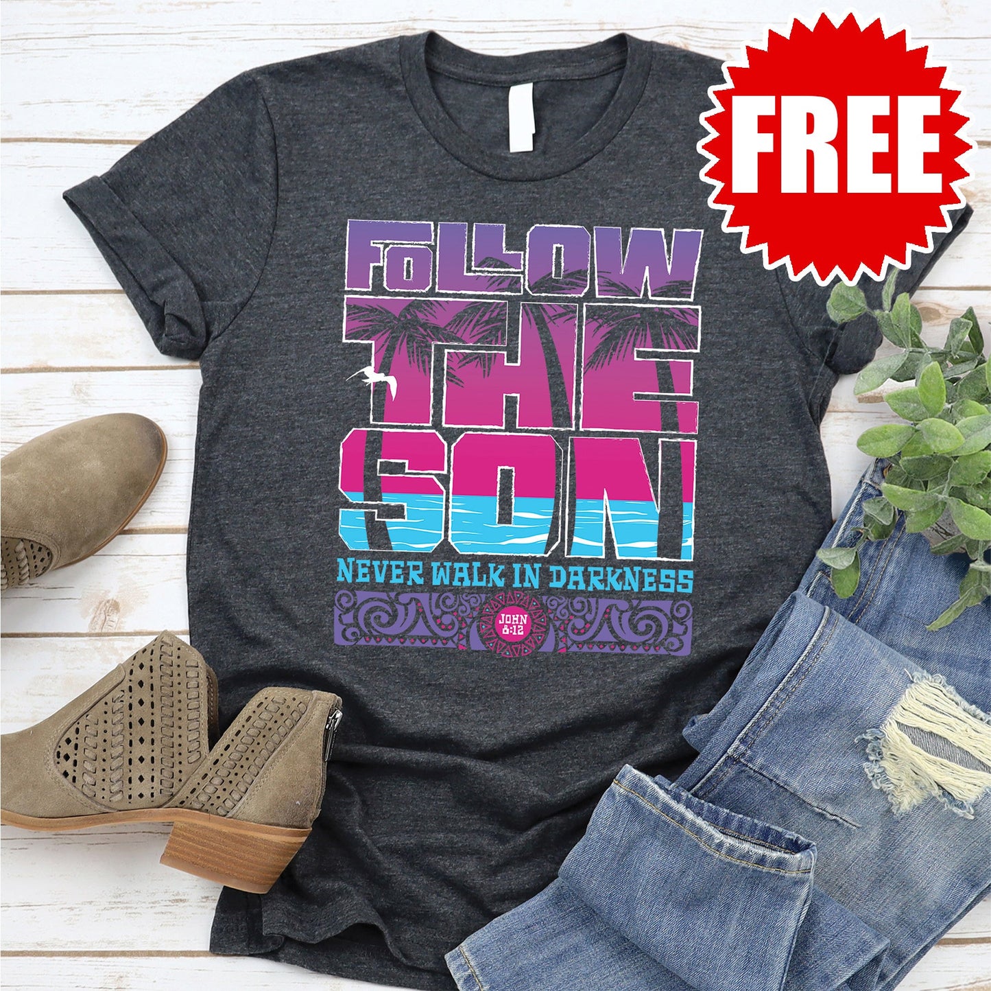 Follow the Son Tee - Heather Charcoal - 0