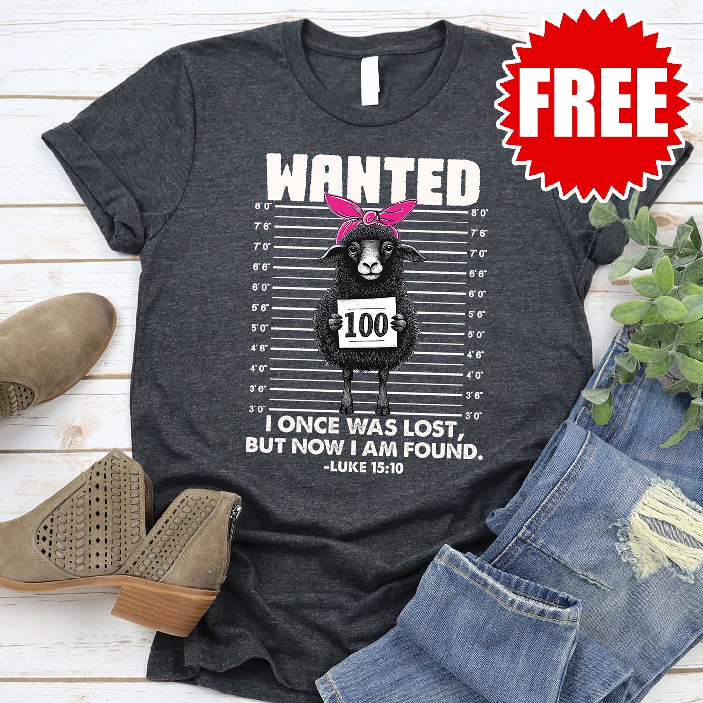 Wanted Sheep Tee - Heather Charcoal - 0