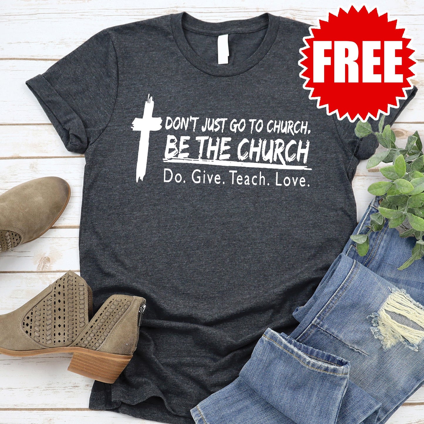 Be The Church Tee - Heather Charcoal - FREE